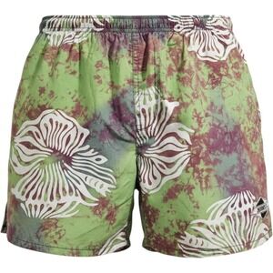 Jimmy'Z Mens XL Swim Trunks Green  Tie Dye Floral Mesh Lined Shorts Vintage